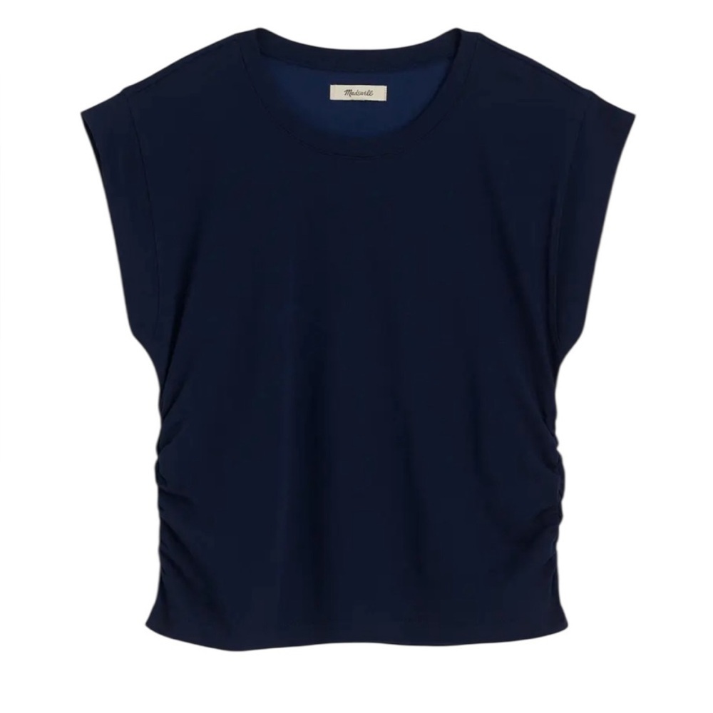 Madewell Sutro Side Cinch Muscle Tank Tee Shirt NWT S Midnight Navy - Picture 4 of 11